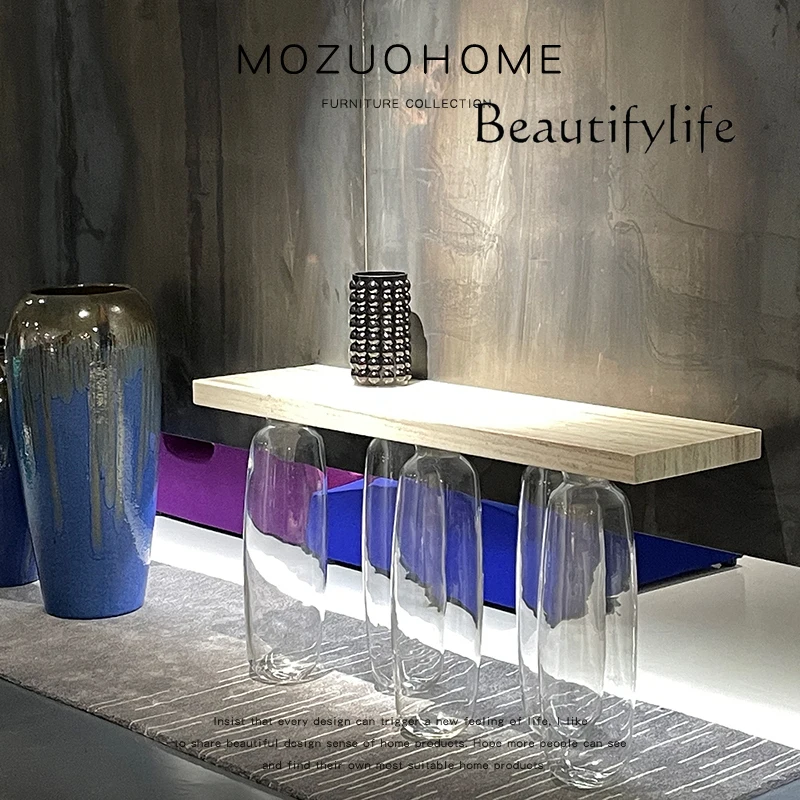 Nordic modern designer anti-gravity glass art porch table hotel living room villa