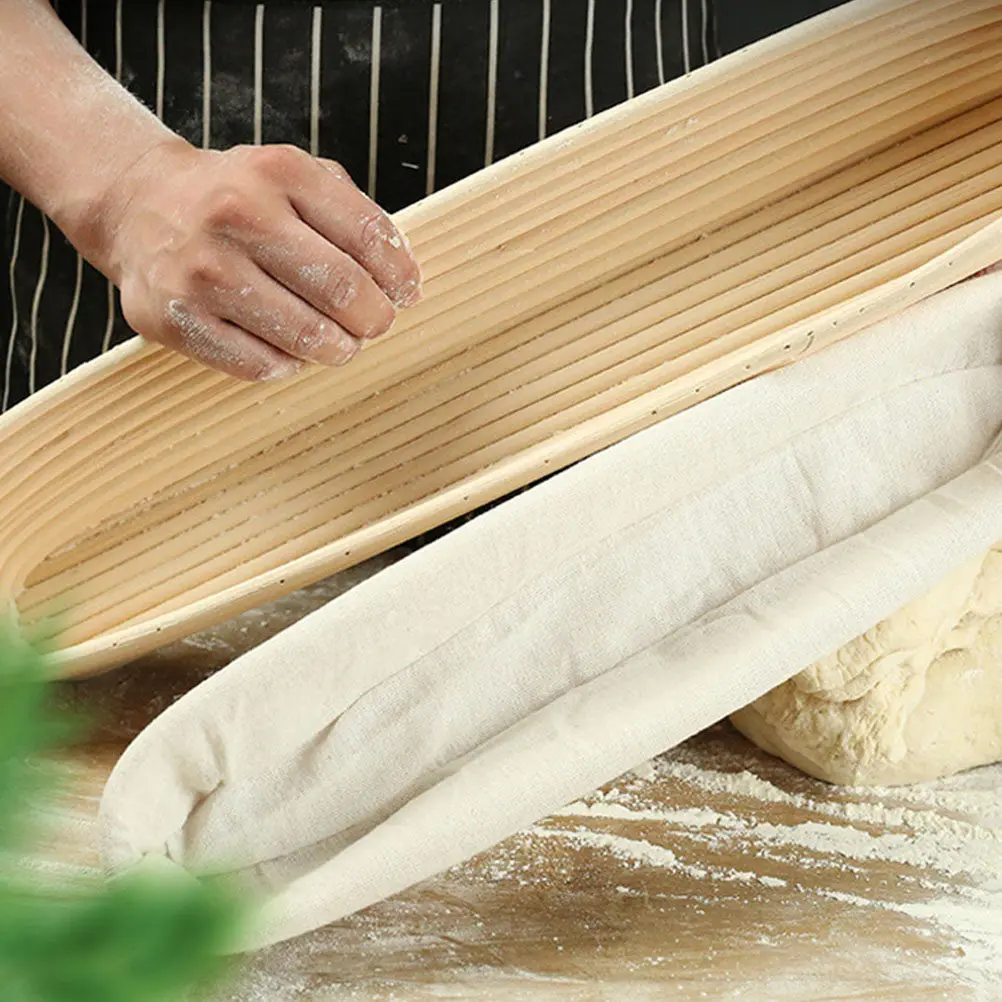 

1pc Handmade Natural Rattan Bread Proofing Basket Long Oval Banneton For Yeast Dough Fermentation Baking Supplies