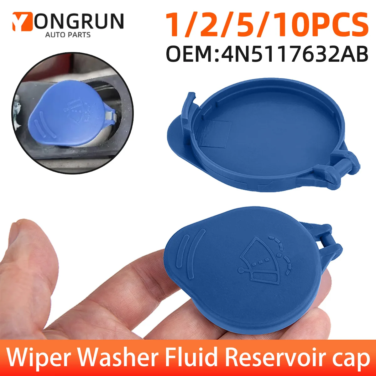 

YONGRUN 1/2/5/10PCS Wiper Cleaner Reservoir Cap4N5117632AB Car Windshield Washer Cap Suitable For Ford Fiesta Mk5 Water Tank Cap