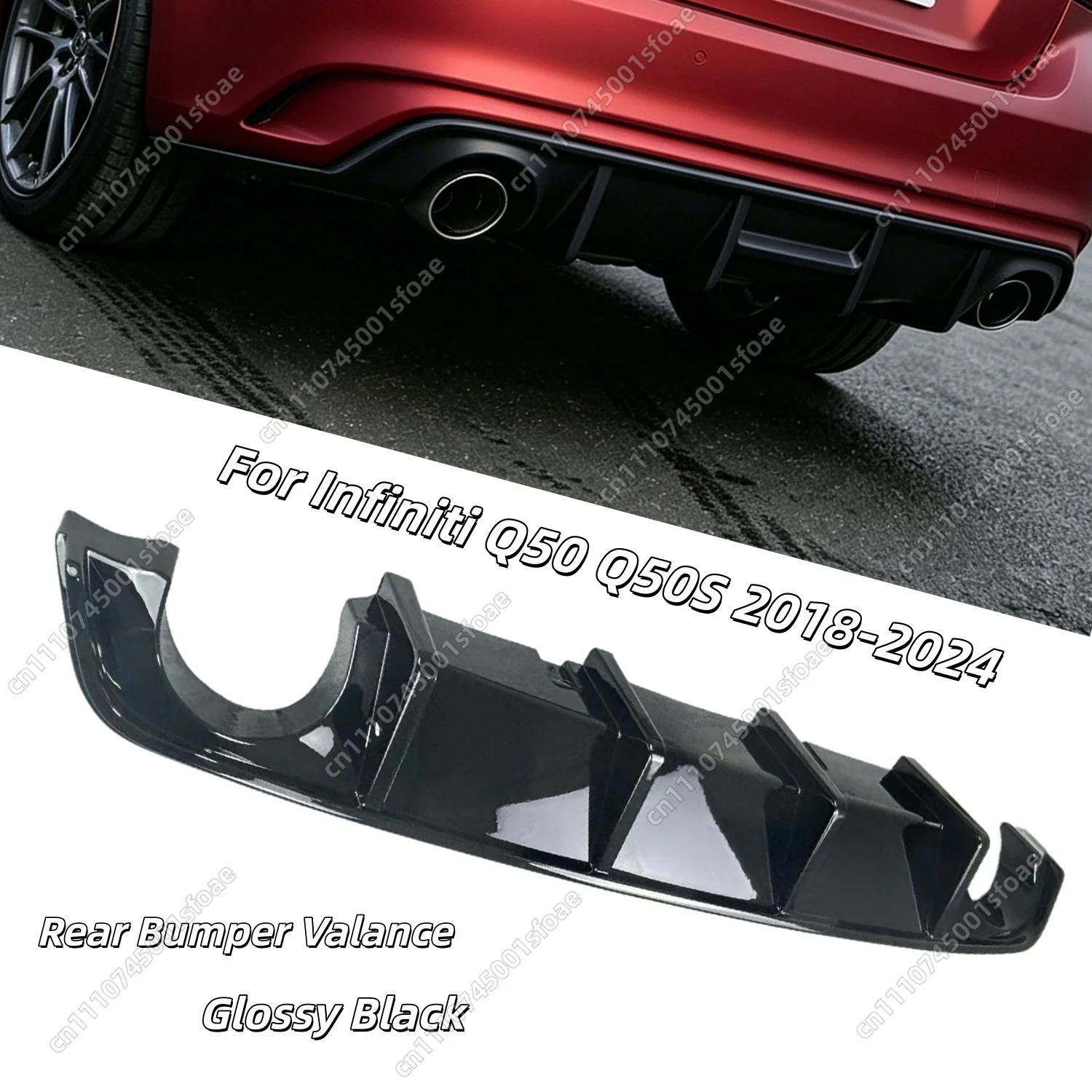 Diffuseur de pare-chocs arrière pour Infiniti Q50 Q50S 2018 2019 2020 2021 2022 2023 2024 Noir Brillant Kit Carrosserie Tuning