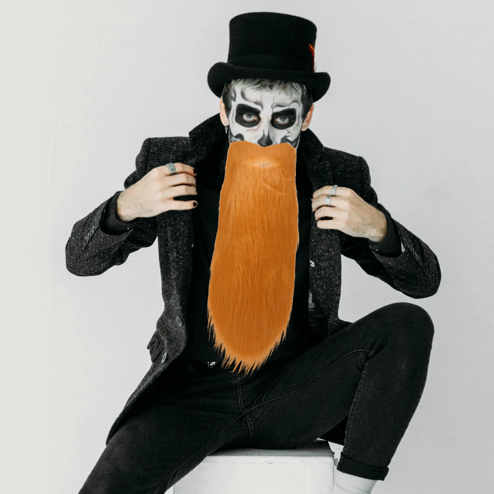 Barba falsa realista bigode festa de halloween traje barba longa para homens engraçado falso cabelo facial cosplay vestir-se acessório