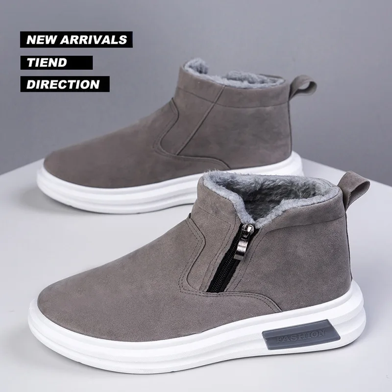 2025 New Winter Men Snow Boots Warm Plush Ankle Botas Hombre Sneakers Fashion Non-slip Outdoor Ankle Boots Casual Flat Footwear