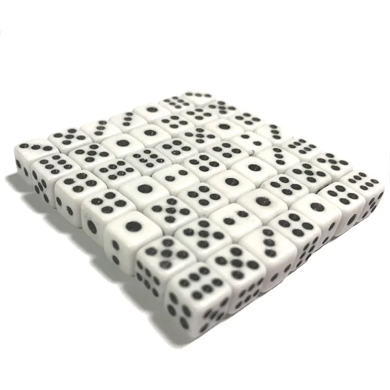 50 Pcs White Gaming Dice 8mm Standard Six Sided Board Game Parties Drop Shipping