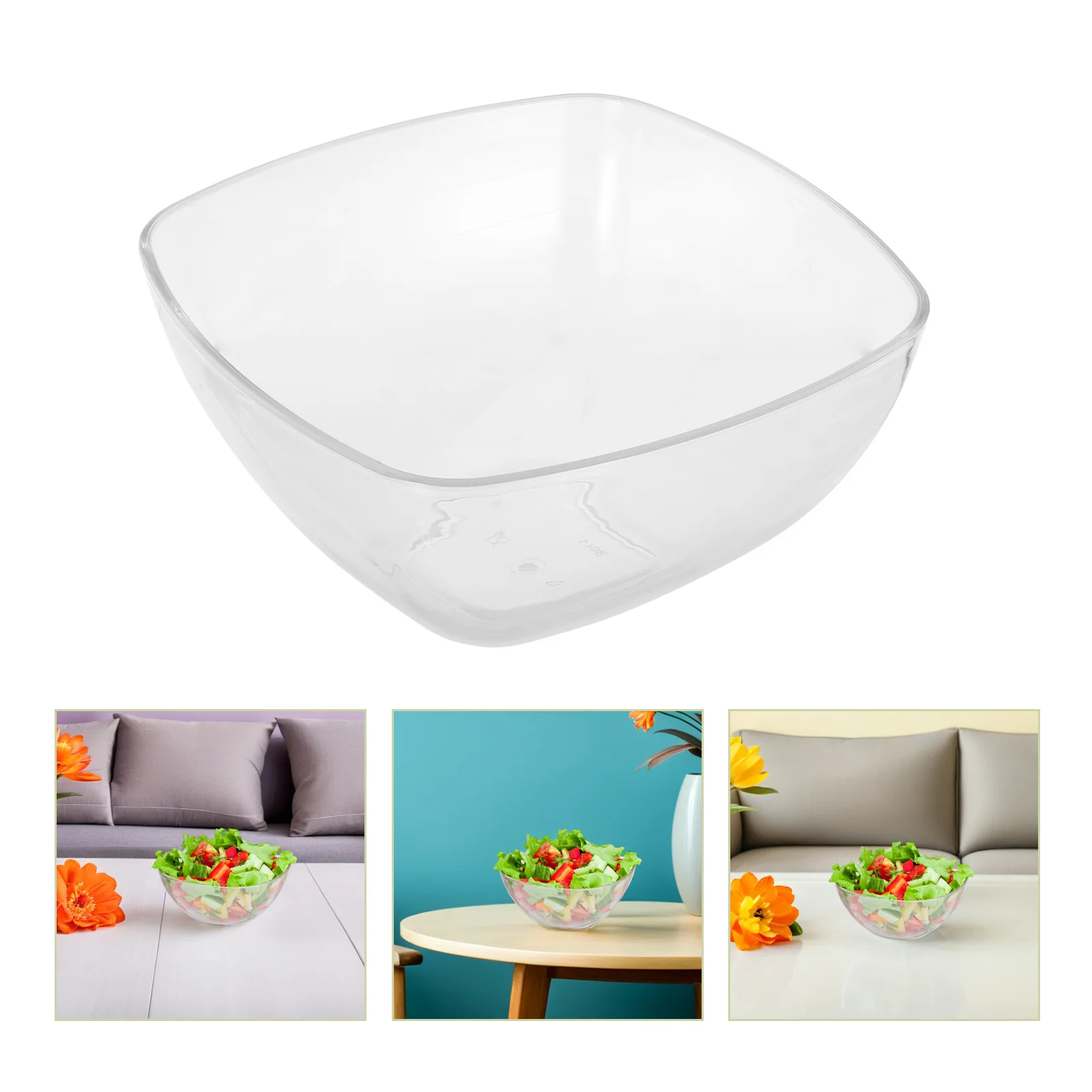 

1Pcs High-Quality Acrylic Salad Bowl Smooth Bright Surfaces Easy Clean Resistant Fall Large Capacity Mixing Bowl