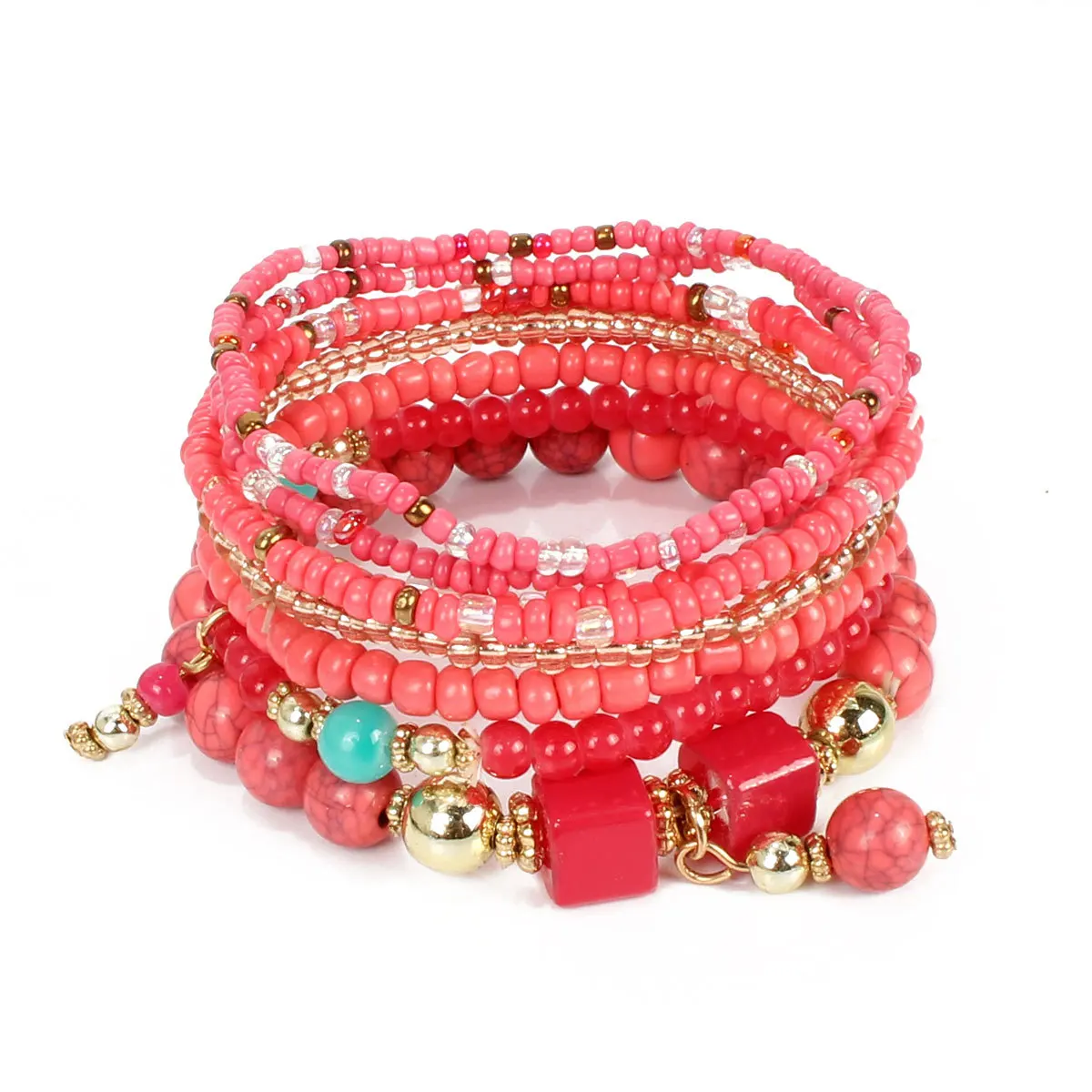 

2022 New Personalized Simple Bracelet Fashion Bohemian Multi-layer Rice Bead Bracelet Women's Easter Jewelry