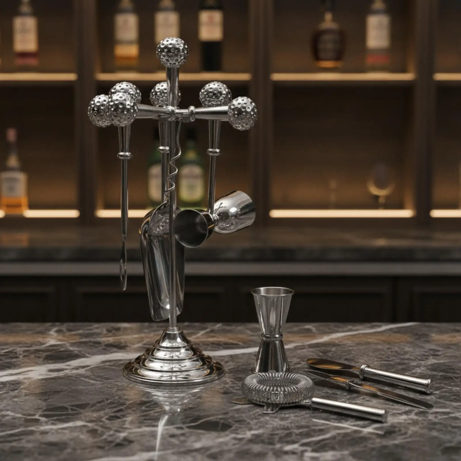 Free-Standing Bartender Tool Holder Metal Bar Tool Holder Compact for Countertop