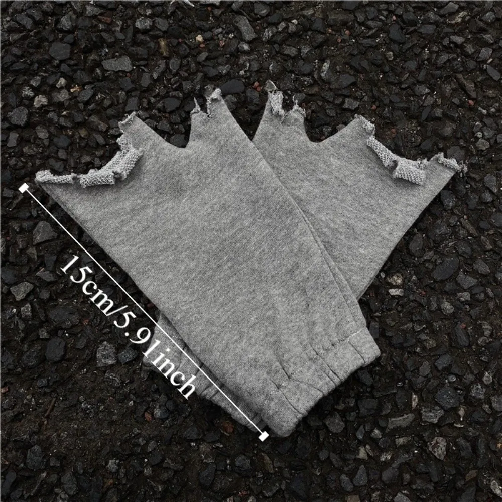 Guanti elastici hip-hop irregolari con bordo a strappo Tendenze punk Guanti senza dita stile grunge Guanti strappati sottocultura Y2K Streetwear