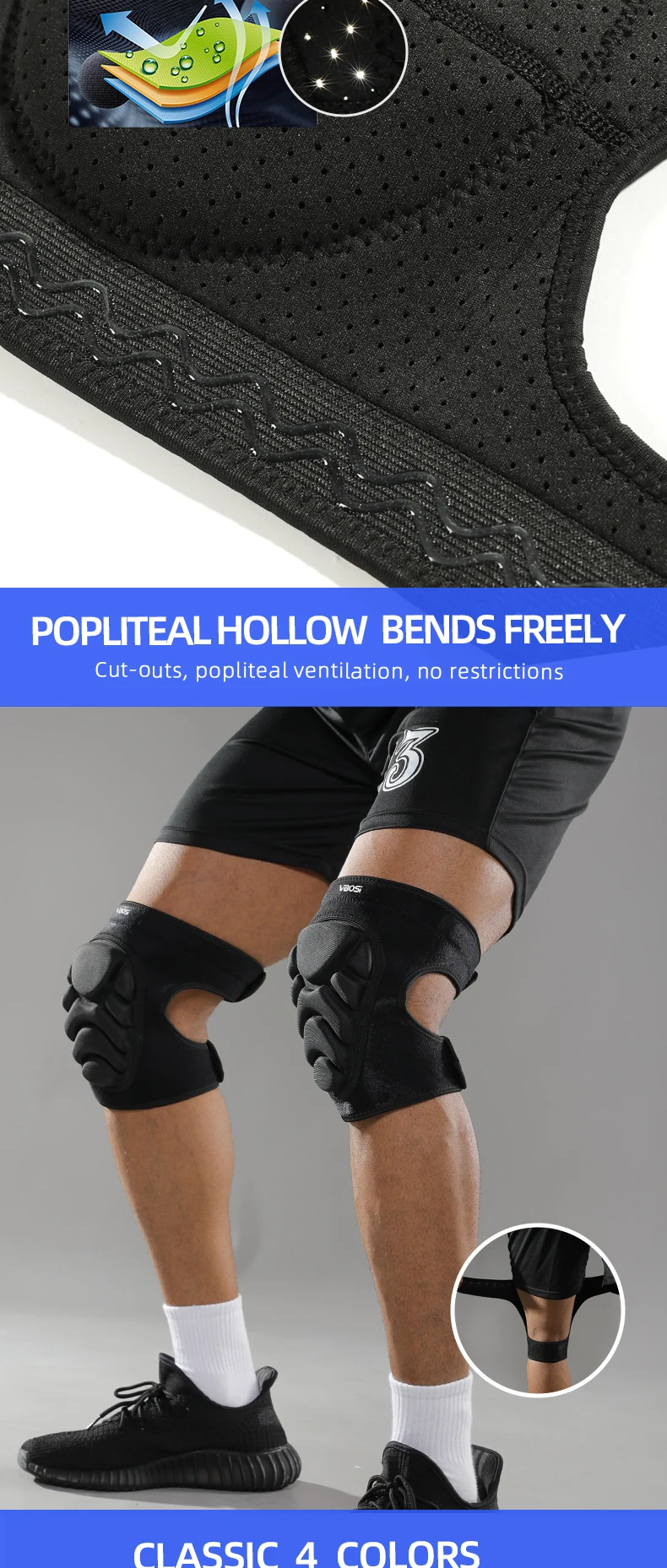 1 Paar Schwamm-Knieschoner, verstellbar, für Outdoor-Sport, Tanz, Volleyball, Anti-Sturz-Schaumstoff-Knieschoner für Männer und Frauen – Detail 5