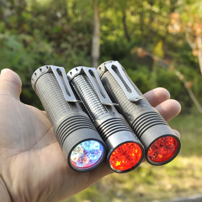 21700 Battery RGB Colorful Flashlight 4000 Lumens Super Bright EDC 519A 5700K Titanium Flashlight