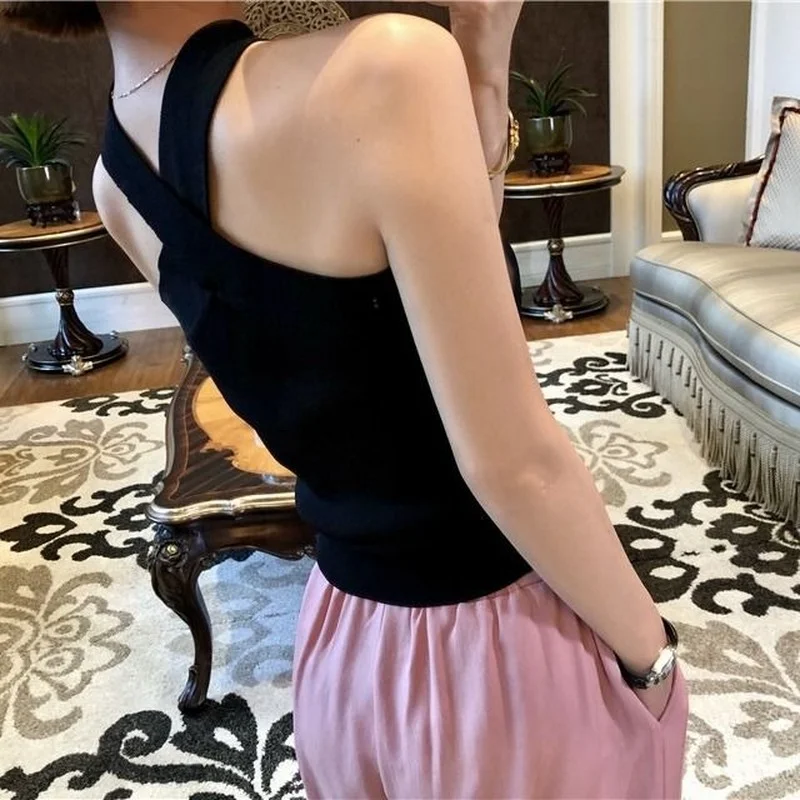 Camis Women Ulzzang Sexy Criss-cross Halter Off Shoulder Tops Jogger Retro Trendy Slim Summer Streetwear Punk Girls Y2K Hot Sale