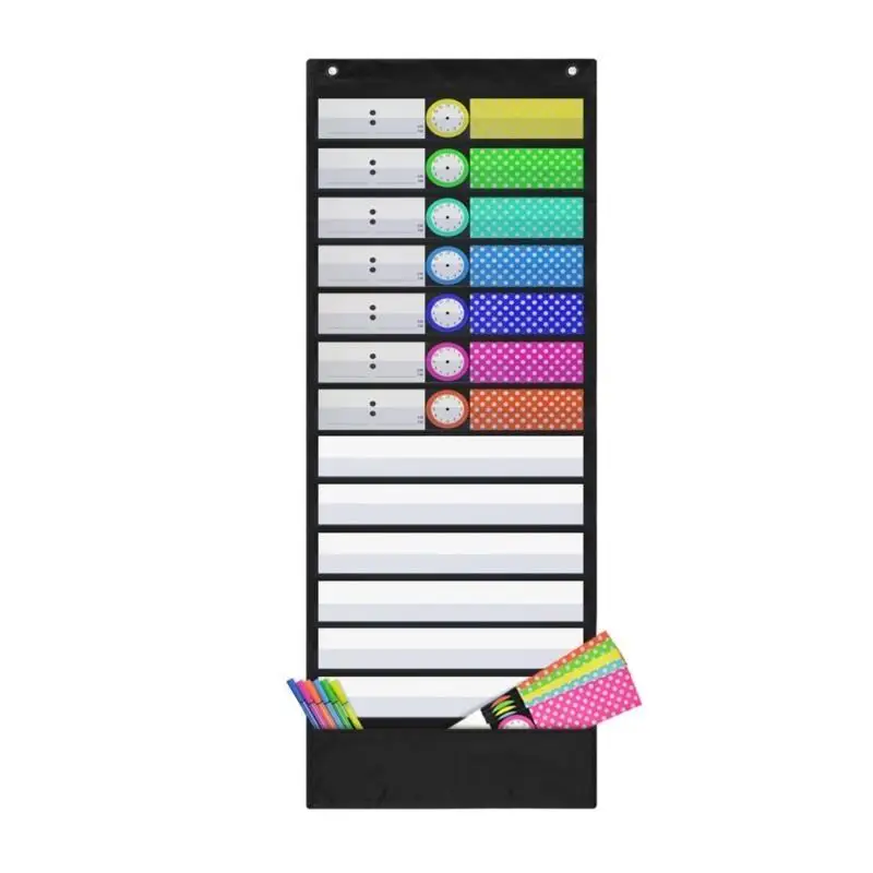 31BA Daily Schedule and Word Study Pocket Chart with Reversible Cards Use to Plan Classroom's Day or Display Study
