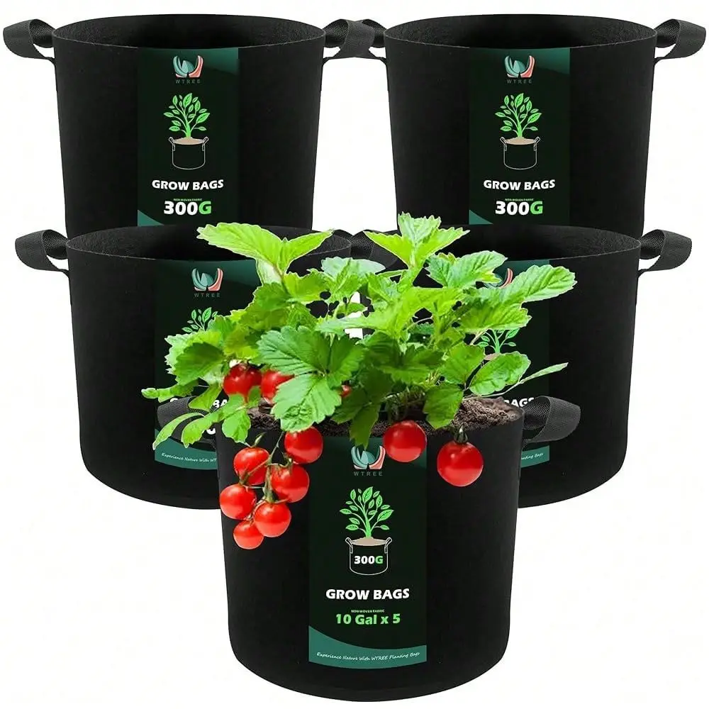 

10 Gallons Grow Bags Heavy Duty 300G Thickened Aeration Nonwoven Fabric Pots With Handles Ideal Cloth Pots For Plants Planters