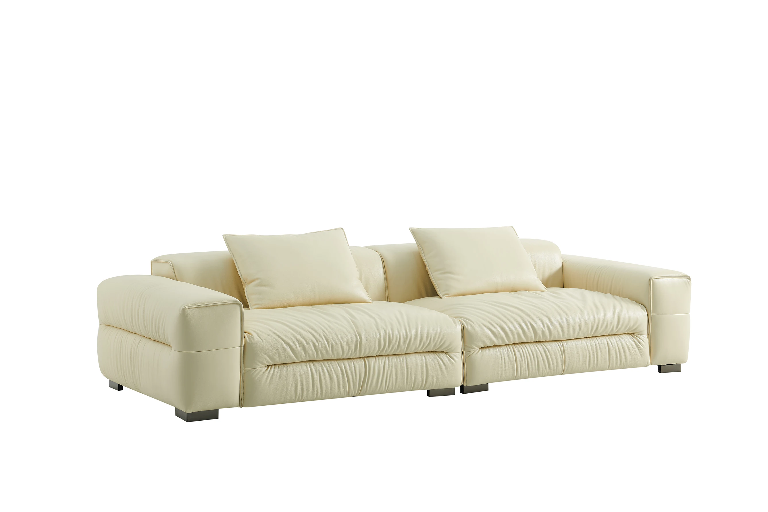 

Genuine Leather Chesterfield Sofa Set with Comfortable Armrests and Free Cushions