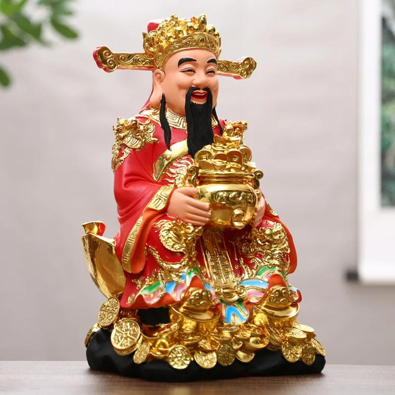 30CM large Southeast Asia HOME SHOP company efficacious Golden CAI SHEN God of wealth FENG SHUI statue brisk thriving business