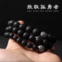 Natural Black Lava Stone Beads Bracelet Pulseira Masculina Mens Jewelry Lucky Volcano Stone Bead Bracelet For Women Men Gifts