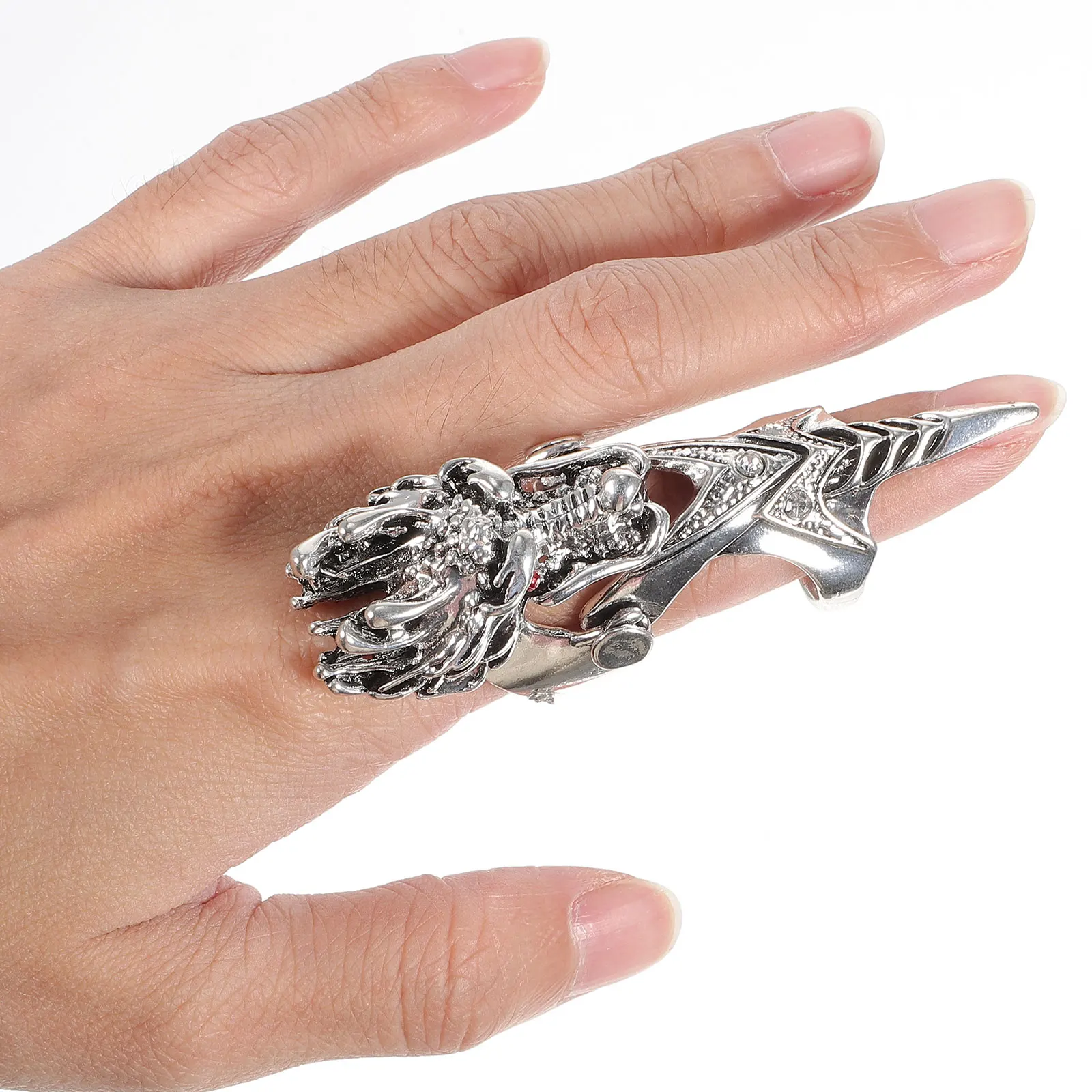

5pcs Punk Ring Gothic Ring Set Vintage Statement Rings For Women Men Halloween Costume Party Accessories Dragon Design Retro