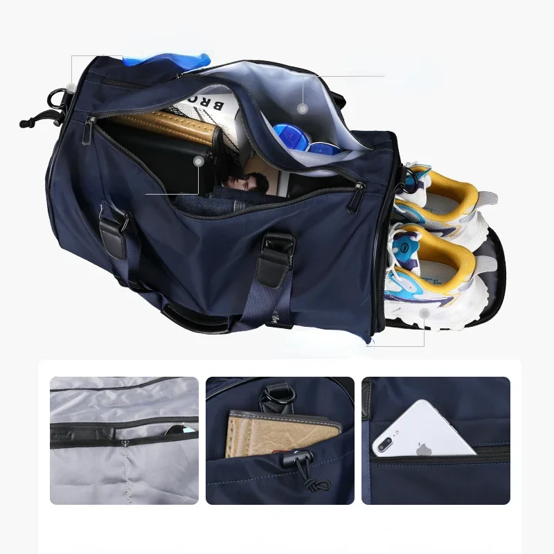 BJIAX Man Bag Male Portable Short Business Travel Sports Fitness Bag Dry and Wet Separation Large Capacity Crossbody Duffel Bag