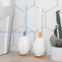 652F Soft Bristles Toilet Brush Long Handle Silicone Toilet Cleaning Brush and Holder