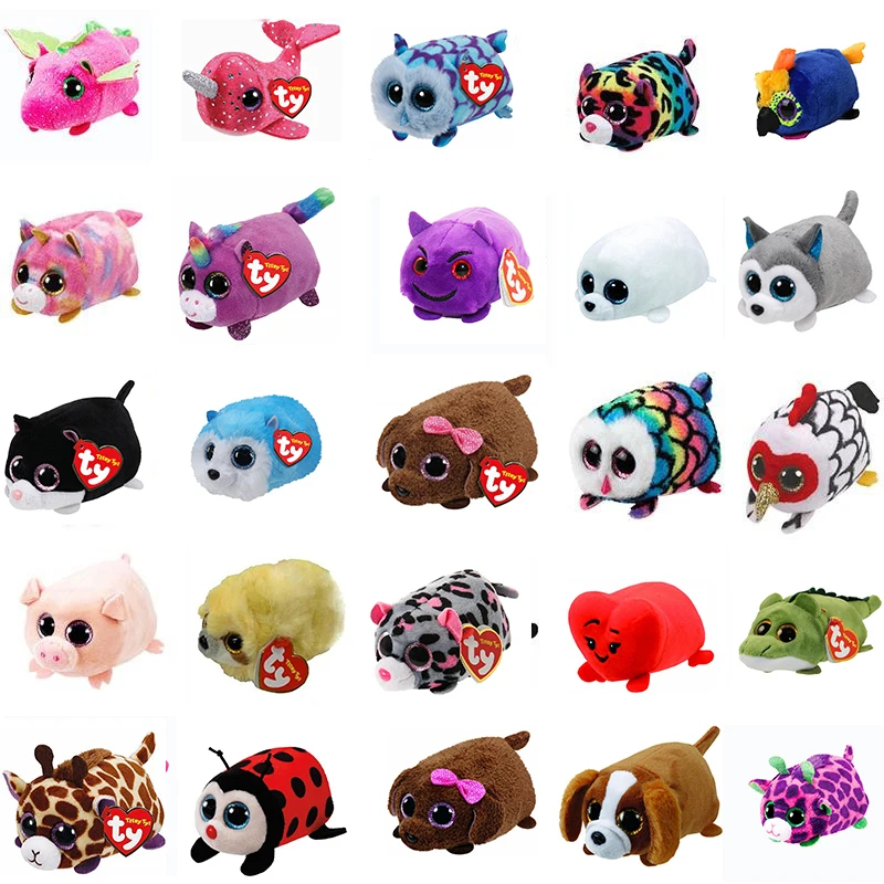 10cm Teeny Ty Beanie Big Eyes Phone Screen Wipe Mini Plush Toy Dinosaur Parrot Leopard Owl Dog Cat Giraffe Sloth Kids Gifts