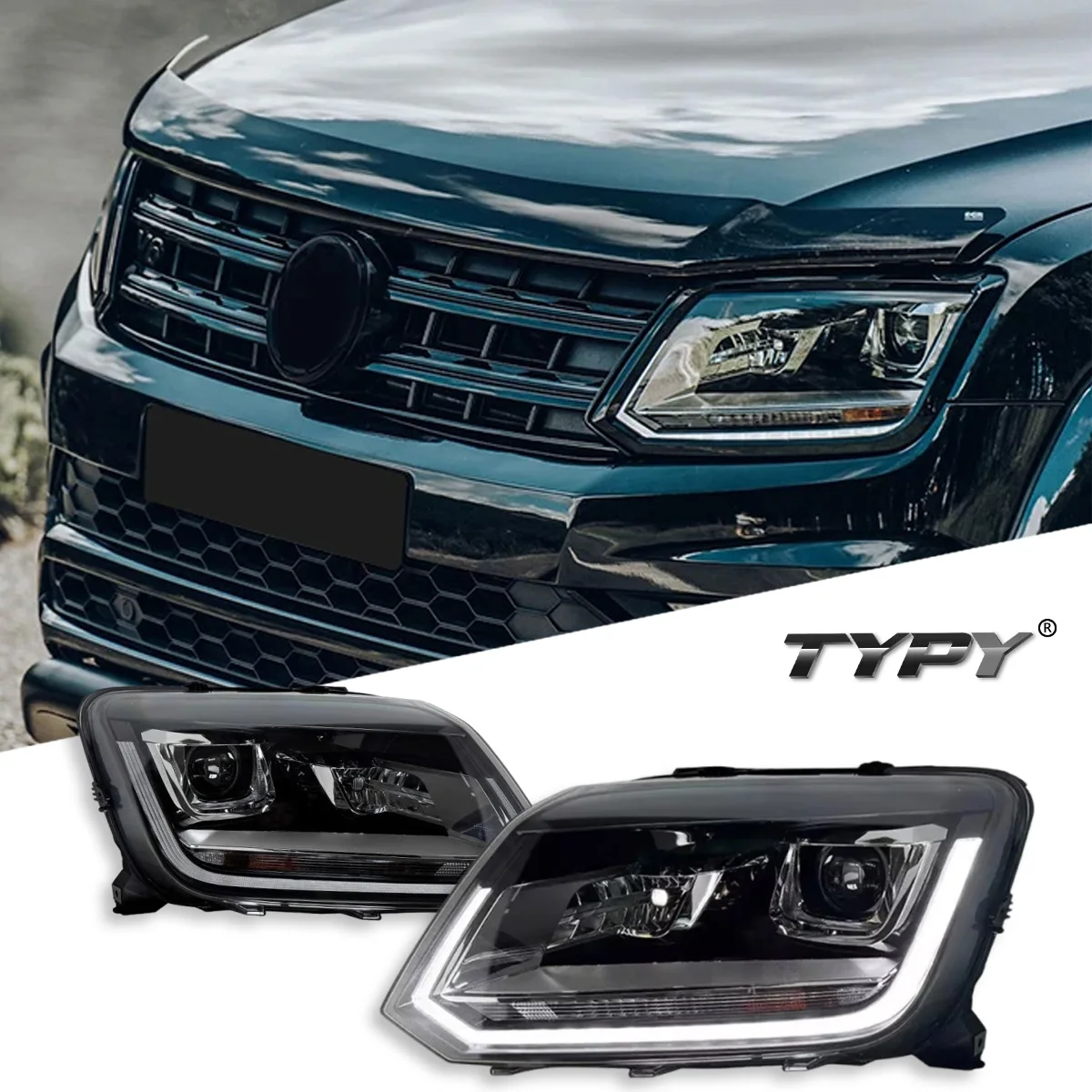 

TYPY автомобильная фара для VW Amarok 2010-2022, обновленная, модифицированная для нового DRL, динамический указатель поворота, светодиодная фара, автоаксессуары