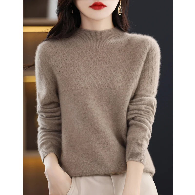 

100% Wool Cashmere Sweater Women Loose Casual Knitted Round Neck Pullover 2023 New High Quality Autumn And Winter Sweater