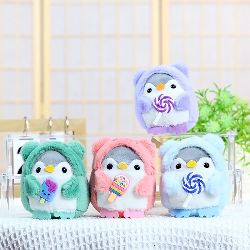 Pequeno Pinguim Chaveiros de pelúcia para crianças, boneco de pelúcia fofo, brinquedos Kawaii Anime, chaveiro pingente, prenda de aniversário para menina, 9cm