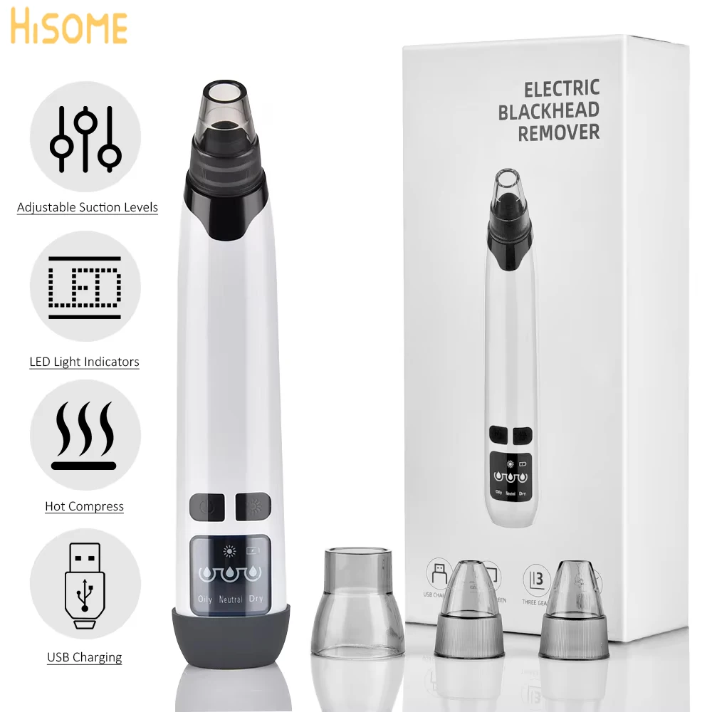 Elektrische Comedondrukker Verwarming Zuig Vacuüm Acne Pore Cleaner Zwarte Stippen Extractor Gezichtsdiepe Reiniging Huid