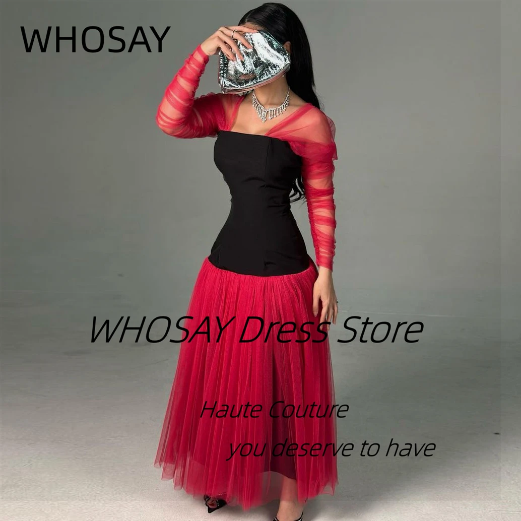 

WHOSAY платья для выпускного вечера контрастных цветов 2024 женское вечернее платье с длинным рукавом в стиле Саудовской Аравии длиной до щиколотки