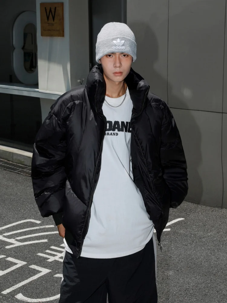 

Lightweight Puffer Jaet Men's 2024 New Winter Thi Warm Bread Sle American Cool Stand Collar Du down Outerwear Trendy