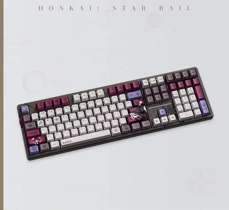 Imagem -06 - Anime Honkai: Star Rail Oficial Kafka Teclado Mecânico Personalizado Tri-mode com Fio sem Fio Bluetooth 5.0 Rgb Backlight Teclado