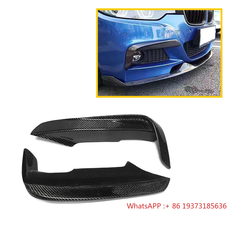 Add on Carbon Fiber Front Bumper Canards Fog Lamp Air Vent Eyelid Trim Aprons for BMW 3 Series F30 F35 MAD Style M Sport 2013-up