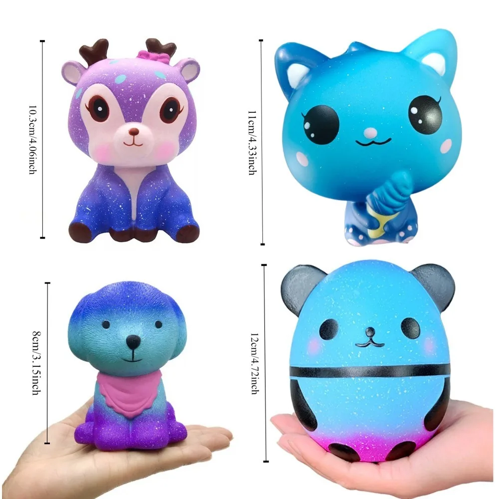 Juego de juguetes blandos para aliviar el estrés para niños y niñas, juguete blando de sueño azul, cielo estrellado, unicornio, perro, Panda,