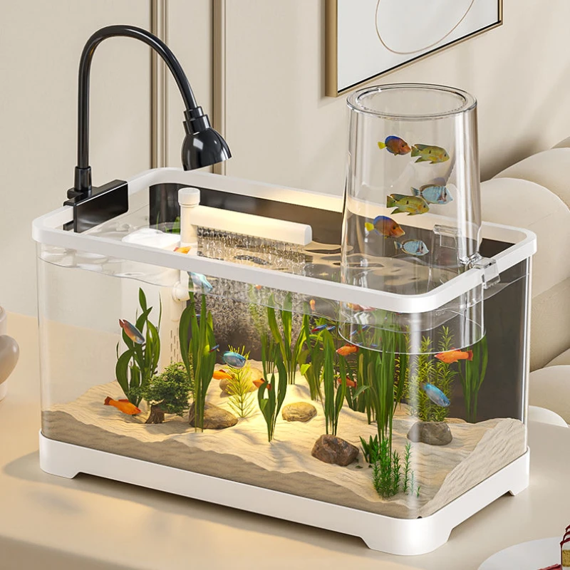 Ecology Loop Fish Tank Corporation Living Room Aquatic Pet Supplies Decoration Cobble Fish Tank Glass Aquarium Pour Aquarium