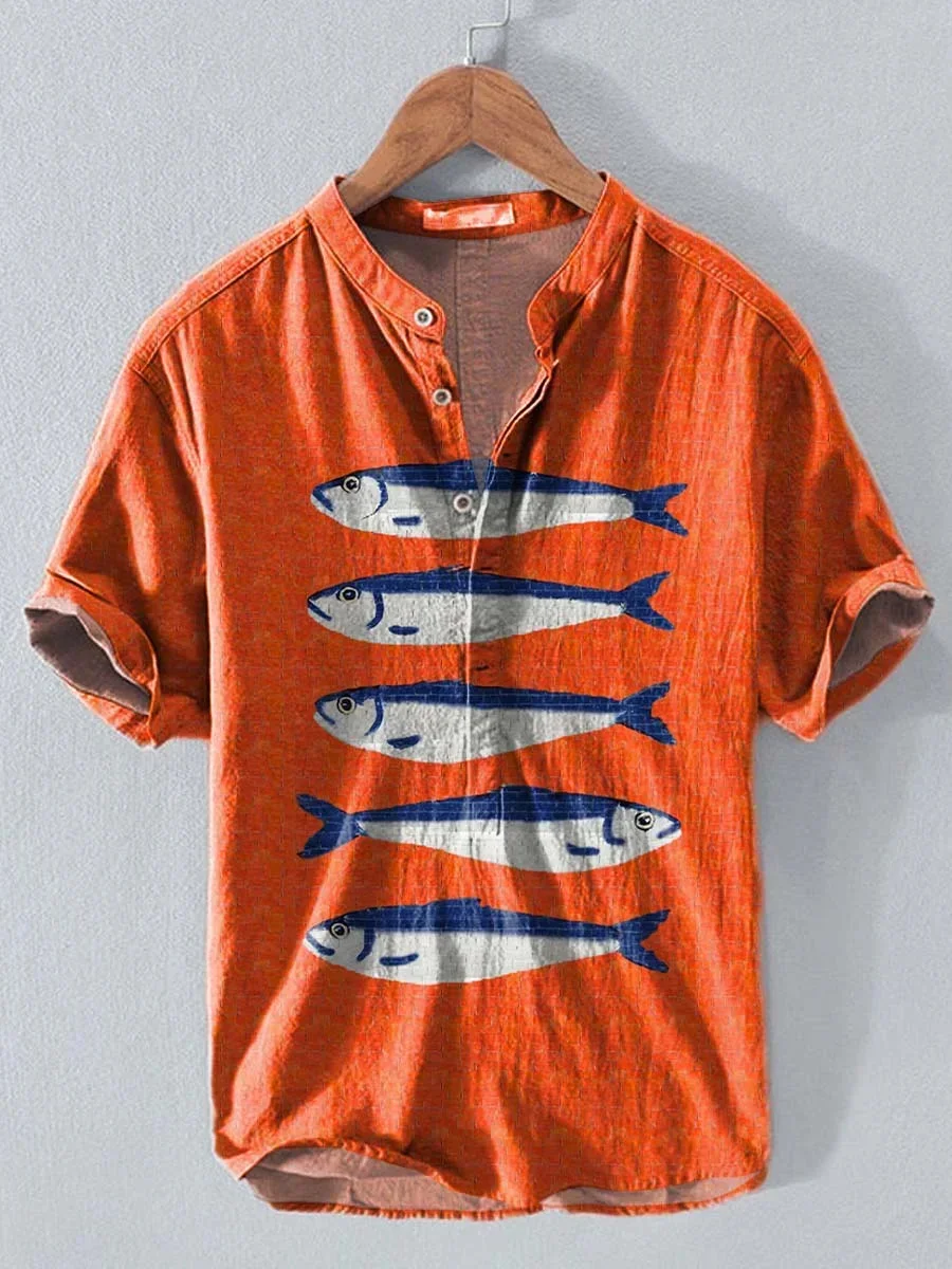 

Hot selling new men's casual short-sleeved shirts, daily casual tops, fish pattern 3D printed clothing, Hawaiian shirts S to 6XL