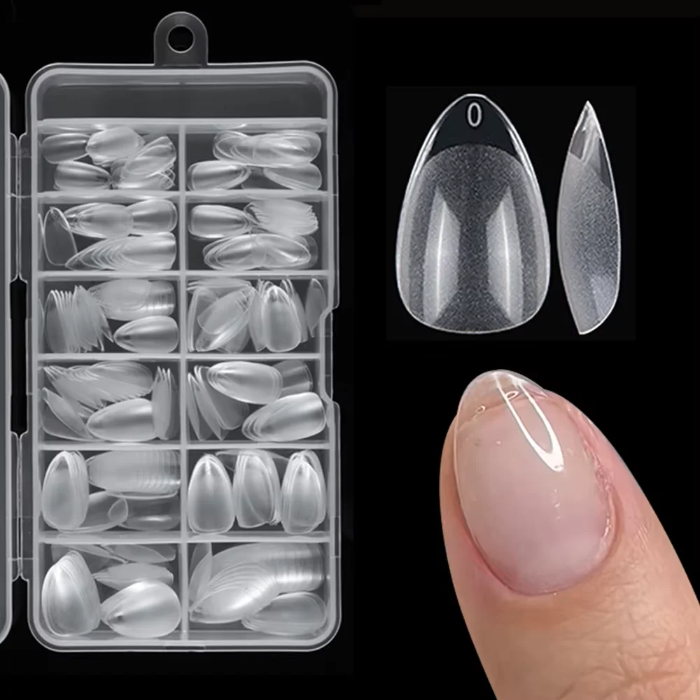 

240pcs/box Half Matte XXS Almond Nail Tips Full Cover Soft Gel False Artificial Nails Extension Perfect for Extra Short Nail Bed