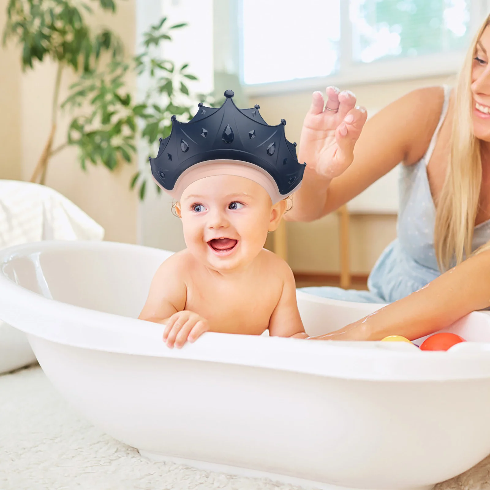 

2Pcs Baby Shampoo Caps Waterproof Silicone Protective Hats Hair Washing Shower Caps Drainage Brim Bathing Hats