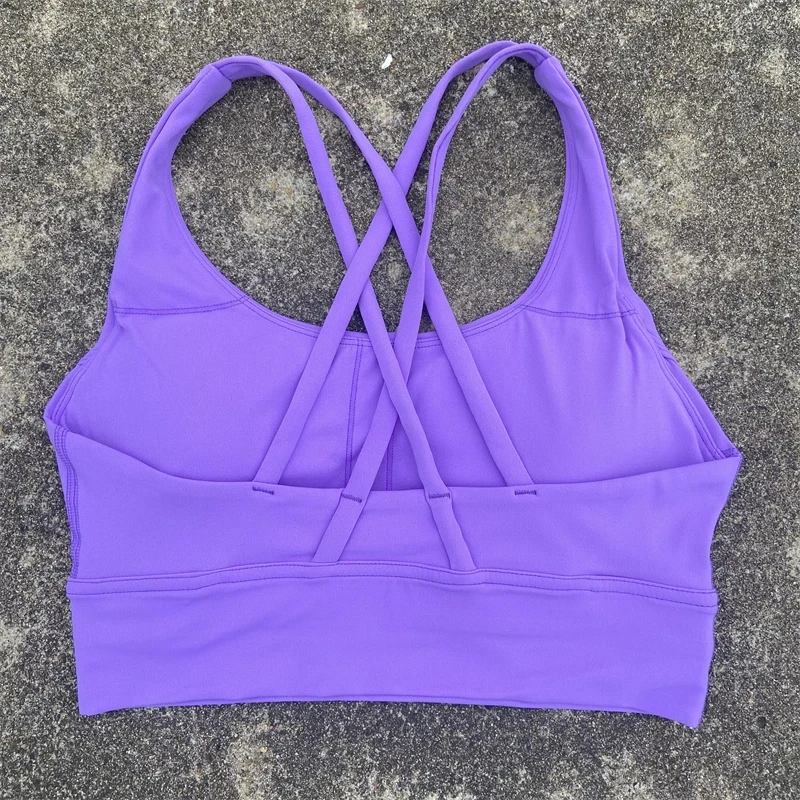 Solid Color Women Cross  Fitness sport Bra soft high strength Tight Top Comprehensive Training Gym Yoga Underwear With Chest Pad