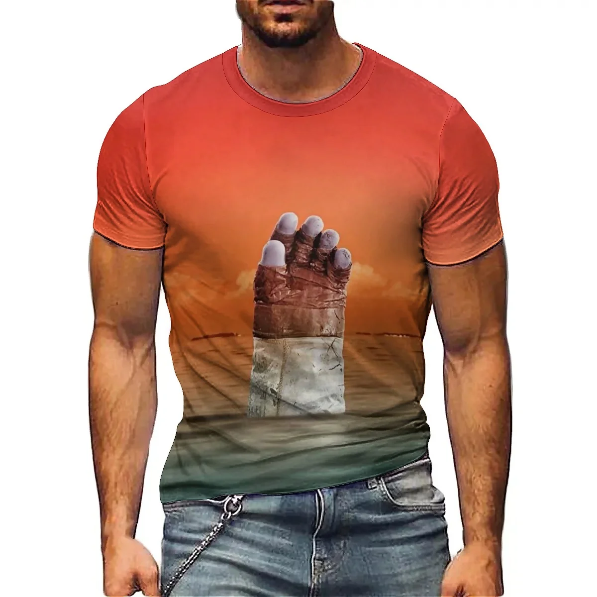 Men's 3D Printed Short-sleeved T-shirt for Everyday Wear, Soft and Comfortable Fabric, and Lightweight, Breathable