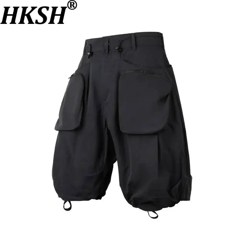 HKSH Spring Summer New Men Tide Dark Functional Pockets Lantern Shorts Washed Water-repellent Safari Style Gpthic Capris HK26458