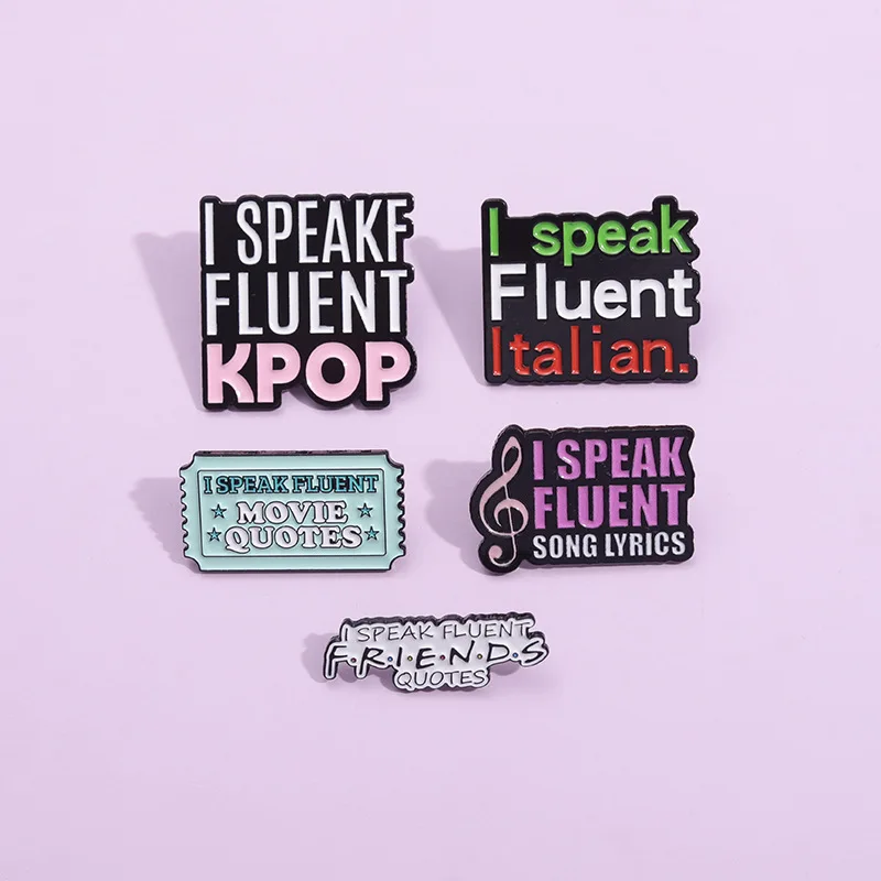 Cartoon Badge Letter Accessories Series Personalized English Short Sentences Cartoon Quotes Alloy Drip Oil Badge