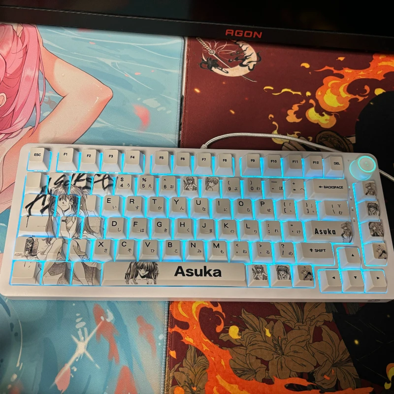 Anime Keycaps EVA Asuka Thema Keycap Cherry Profiel Compatibel met Wooting Ez63 Made68 Night Demon Mechanische Toetsenbord Keycaps