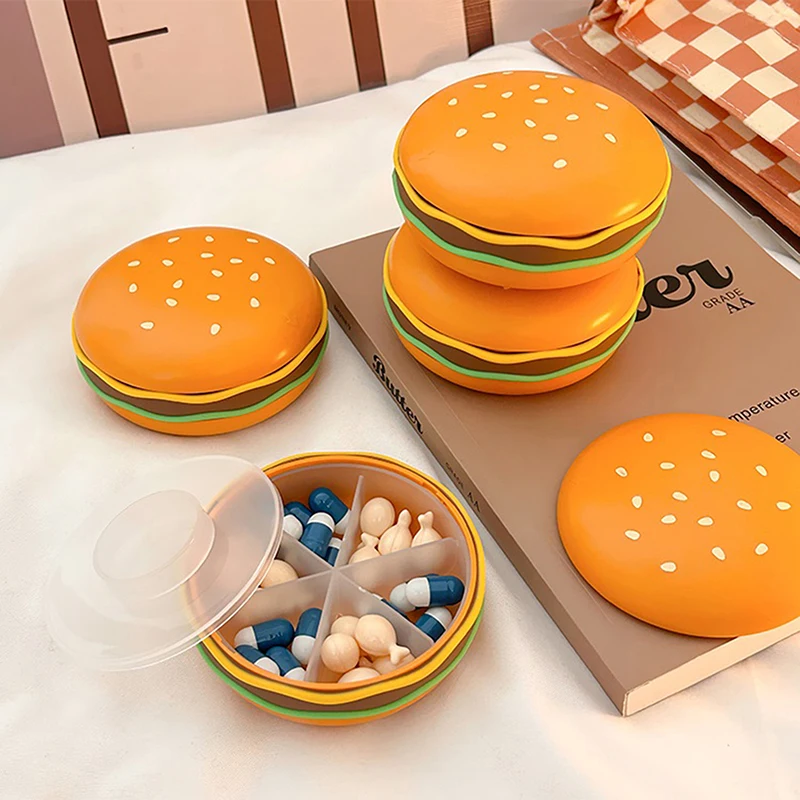 2/3/6 Grid Hamburger Pill Box Portable Medicine Dispensing Box Three Meals A Day Seven Days A Week Mini Sealed Storage