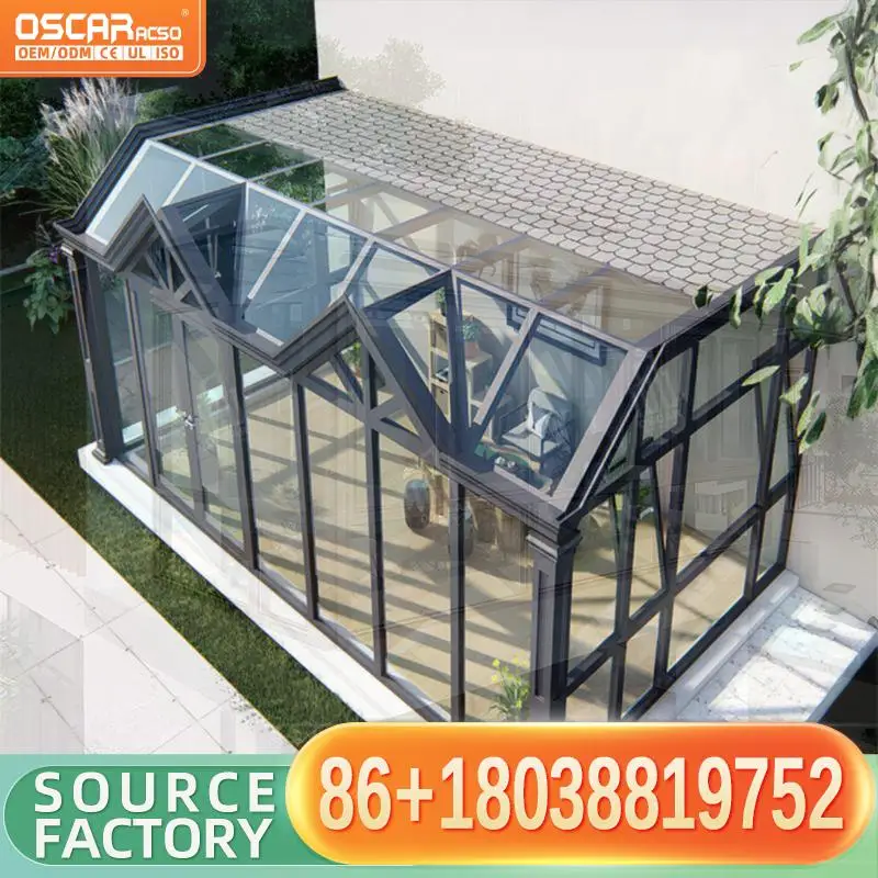 Outdoor Patio Winter Garden Free Standing Sunroom Glass House Solarium for Home Backyard and Outdoor Events 1 year Warranty sunr