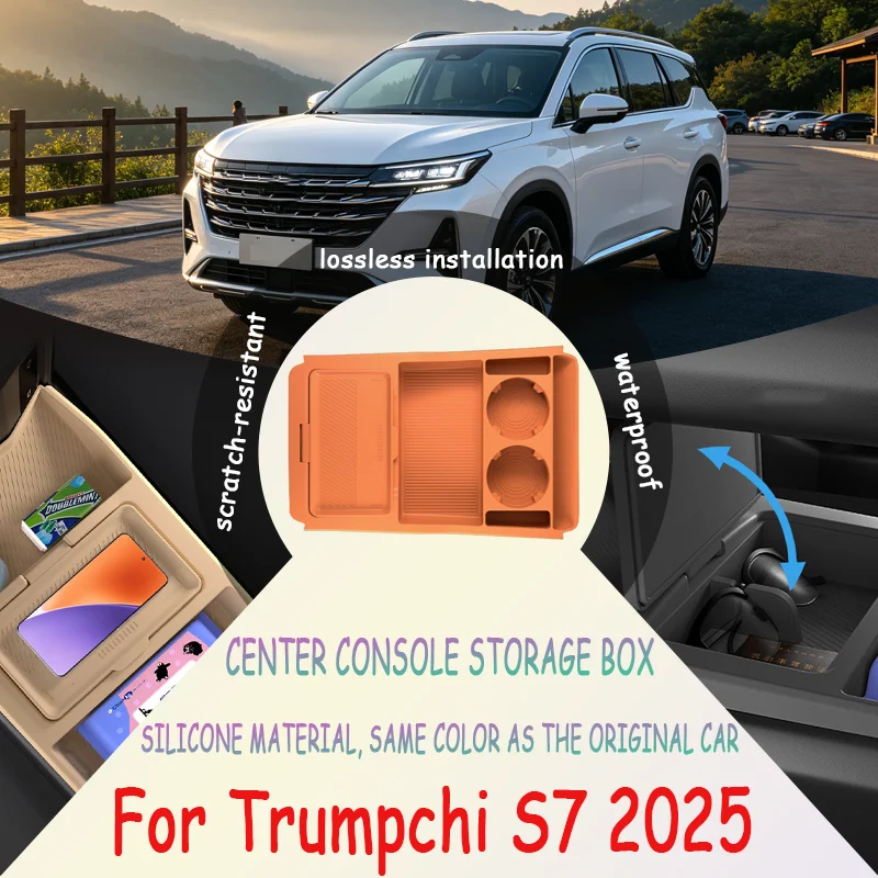 For Trumpchi S7 2025 Center Console Lower Storage Box, Drop-in Organizer Tray with Sunglasses Holder car accessories
