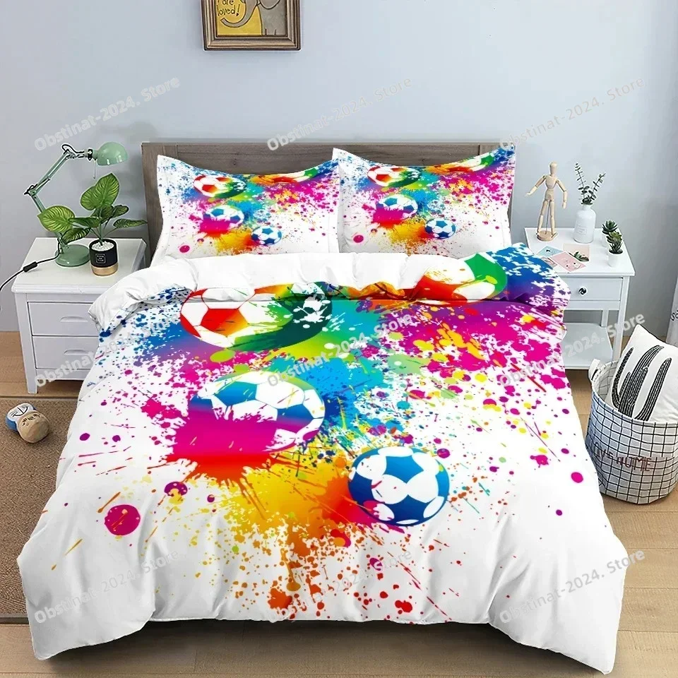Football Soccer Sports 3D Print Comforter Bedding Set,Duvet Cover Bed Set Quilt Cover Pillowcase,King Queen Size Bedding Set Kid