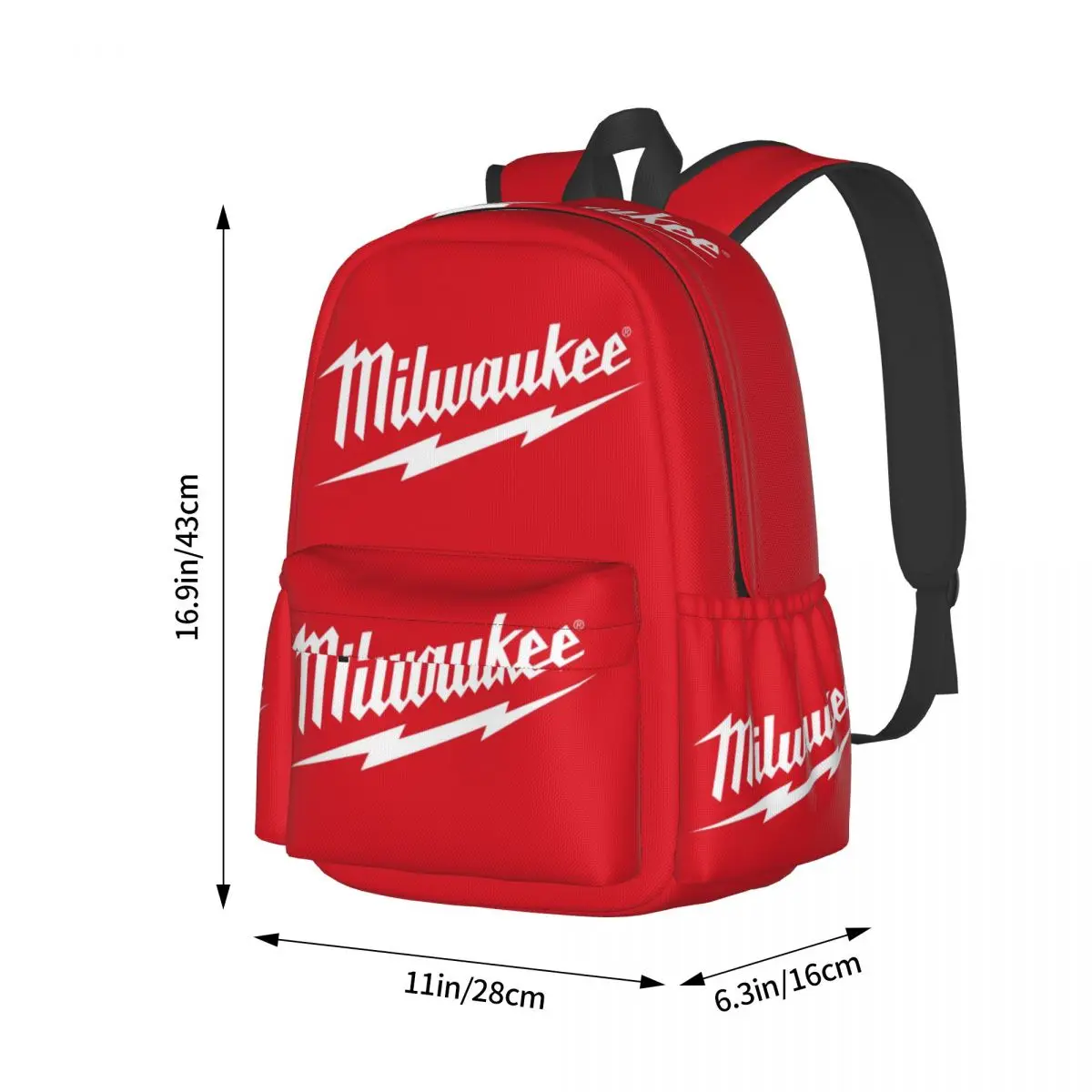 Popular W-milwaukeed Logo Student School Bookbag Canvas Daypack Elementary High College Travel Bags 17in