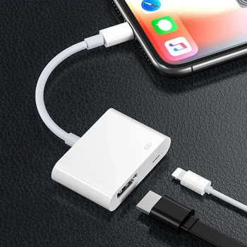 1080P telefon için HDMI uyumlu adaptör projeksiyon kablosu ses Sync ekran konektörü iPhone iPod için HD ekran TV monitörler