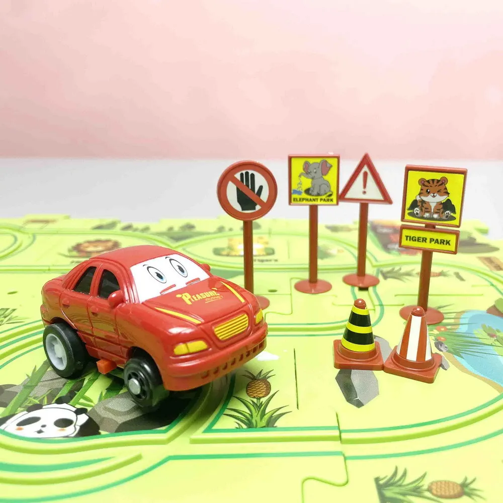 

Собранная сцена лесного парка, детская головоломка, трек, автомобиль, головоломка, 13 шт., креативные игрушки, подарочная коробка, упаковка, электромобиль B025