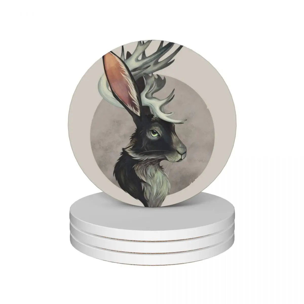 

Jackalope Ceramic Coasters (Set of 4) cute kitchen supplies for table black Coasters