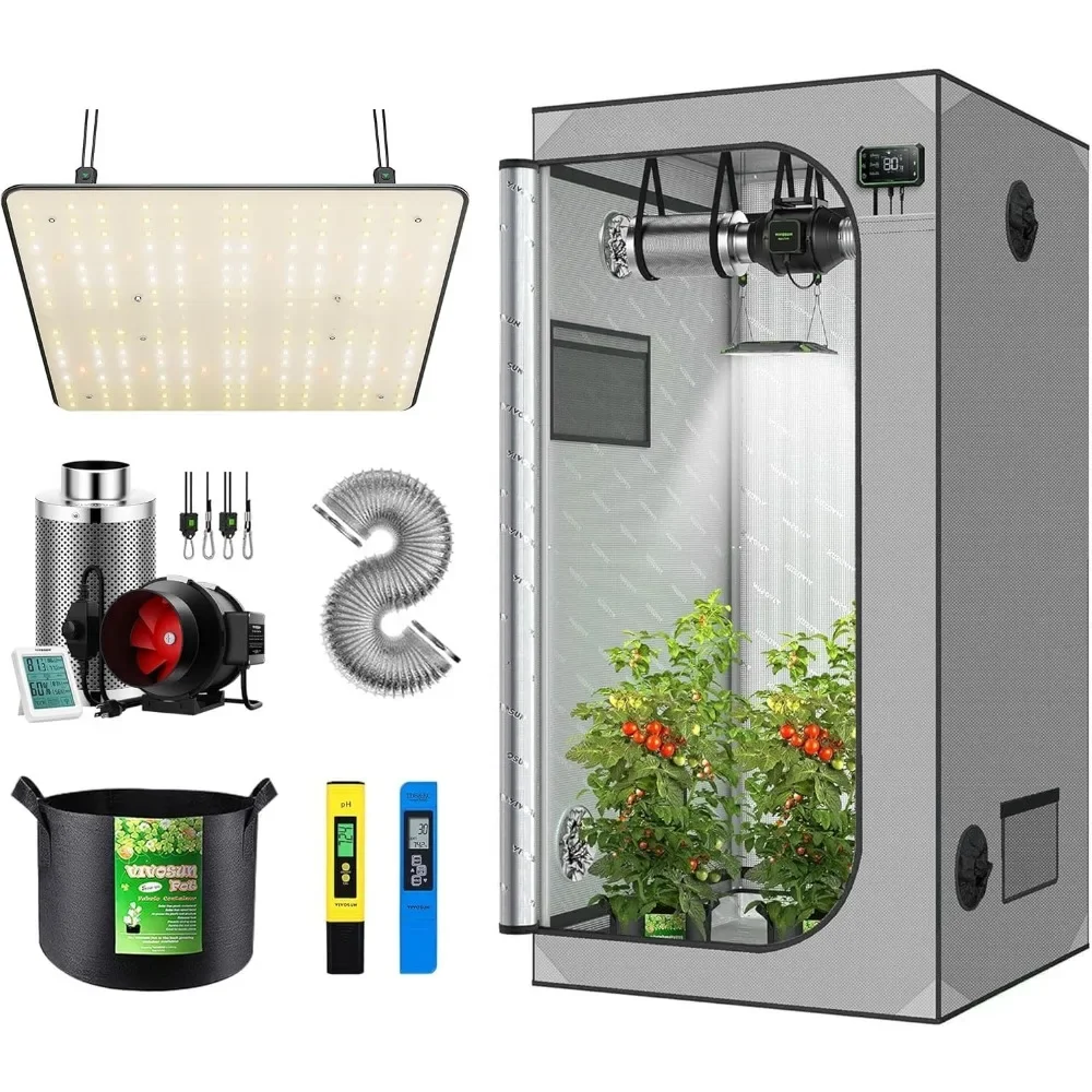 

36"x36"x72" Grow Tent, VS1000 LED Light, 390 CFM Ventilation Kit, 5 Gallon Grow Bags with PH & TDS Meter Combo, Grow Tent